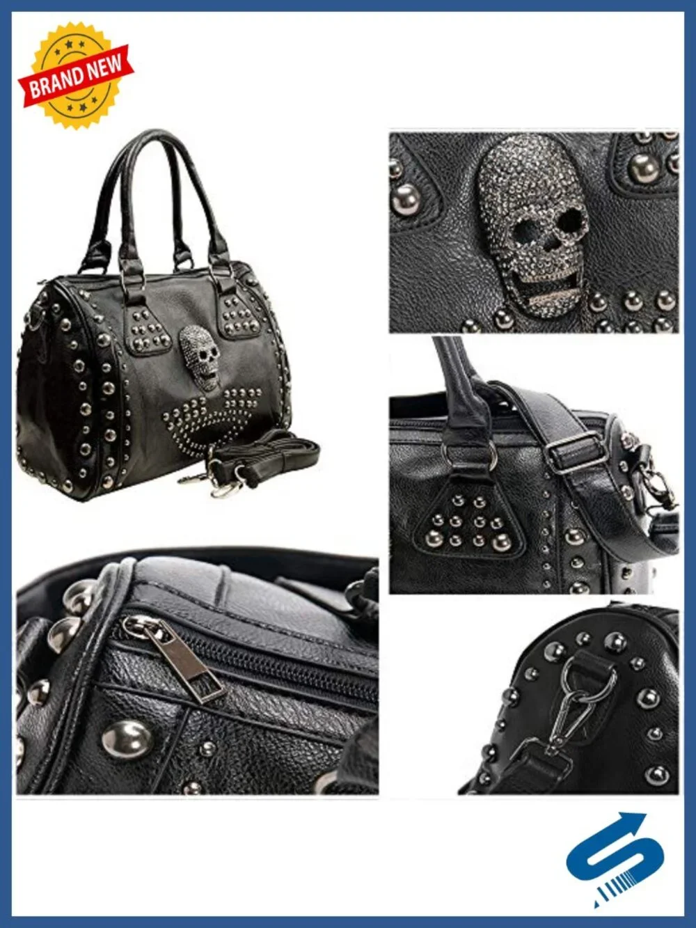 Canvas Punk Tote Handbag Shoulder Strap Crossbody